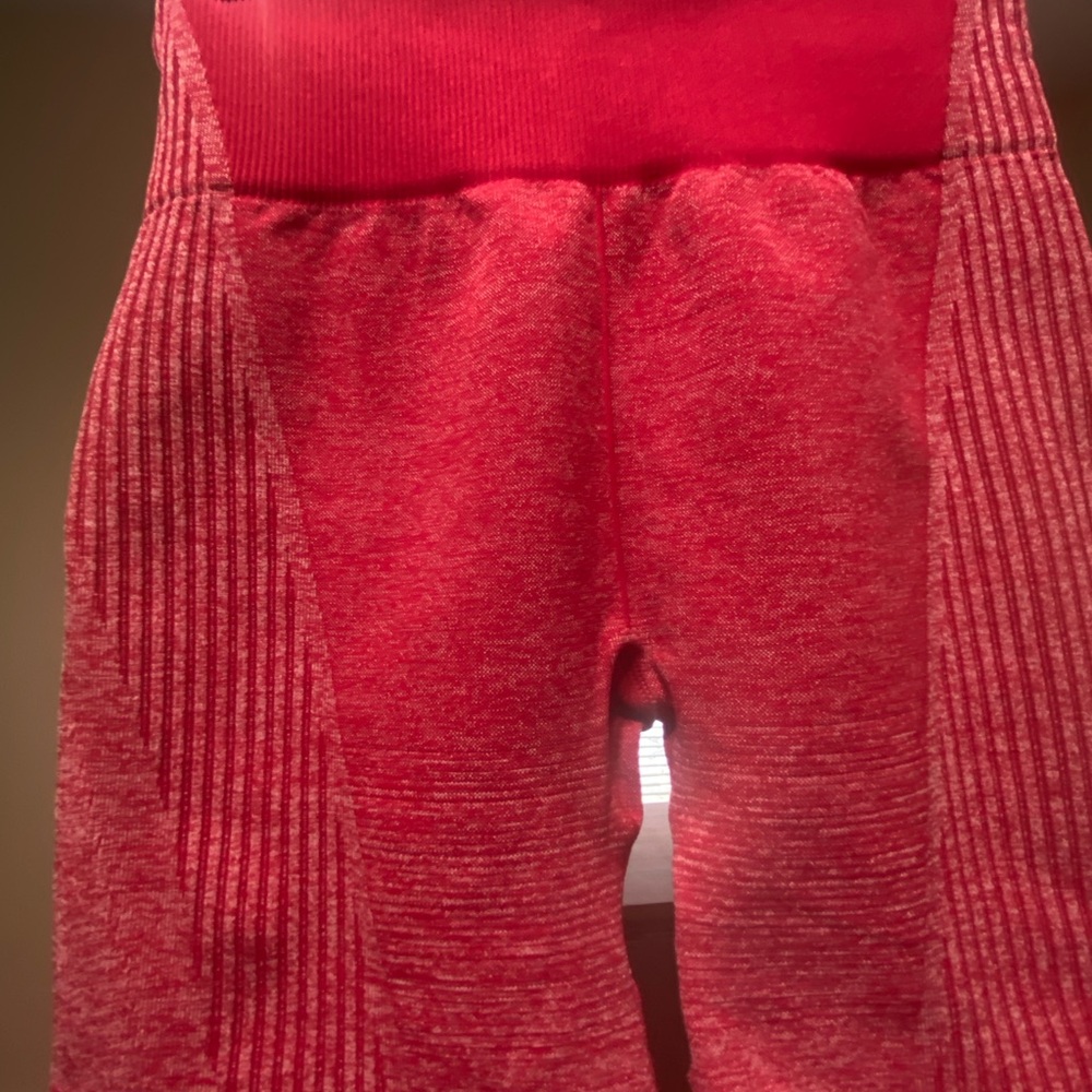 Fabletics Women's Red Ribbed Shorts - Picture 4 of 5